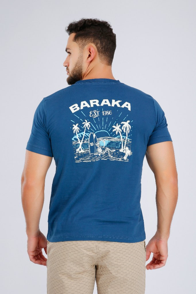 Polo Estampado Surf Cobalto