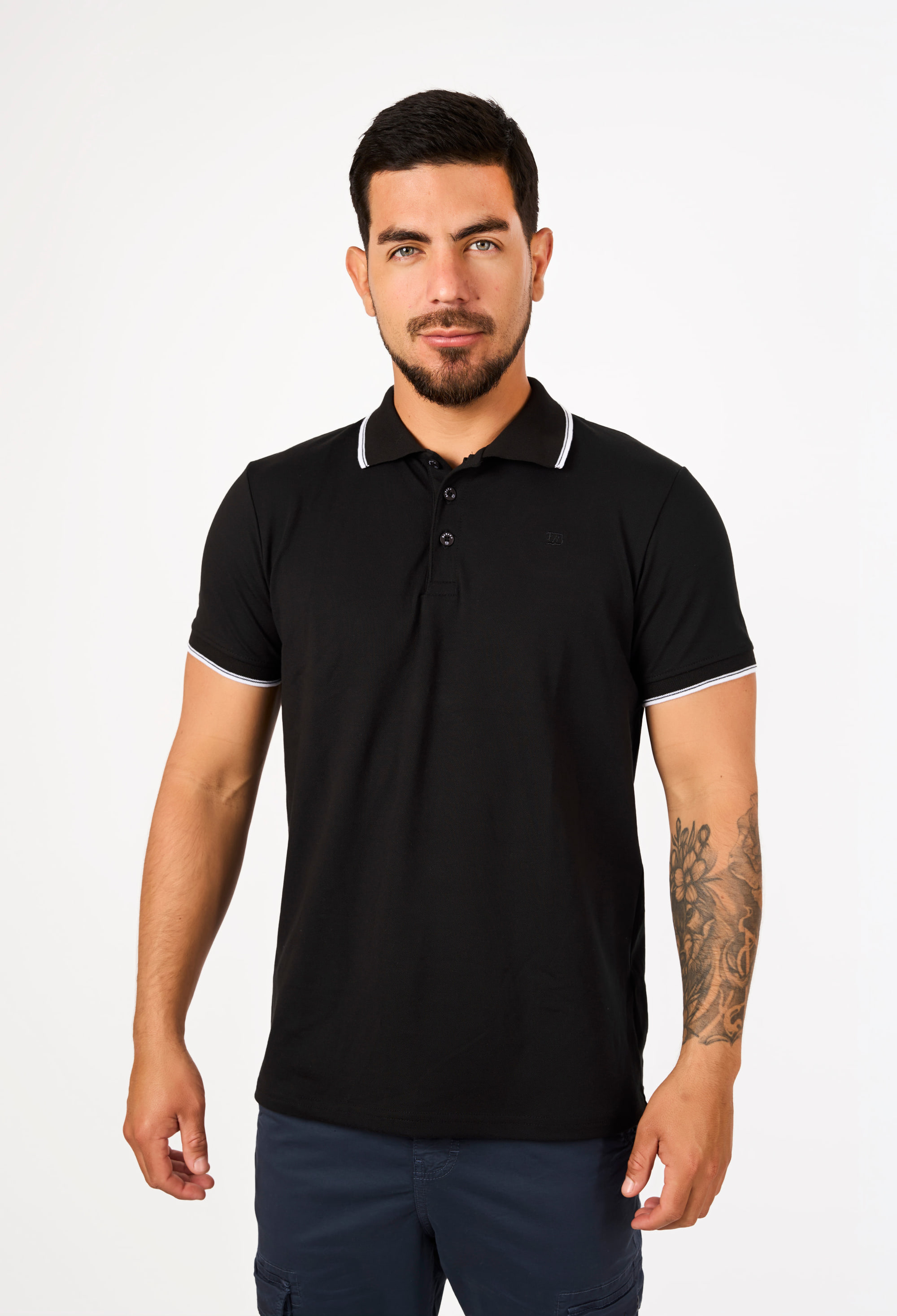 Polo Camisero Piqué Negro