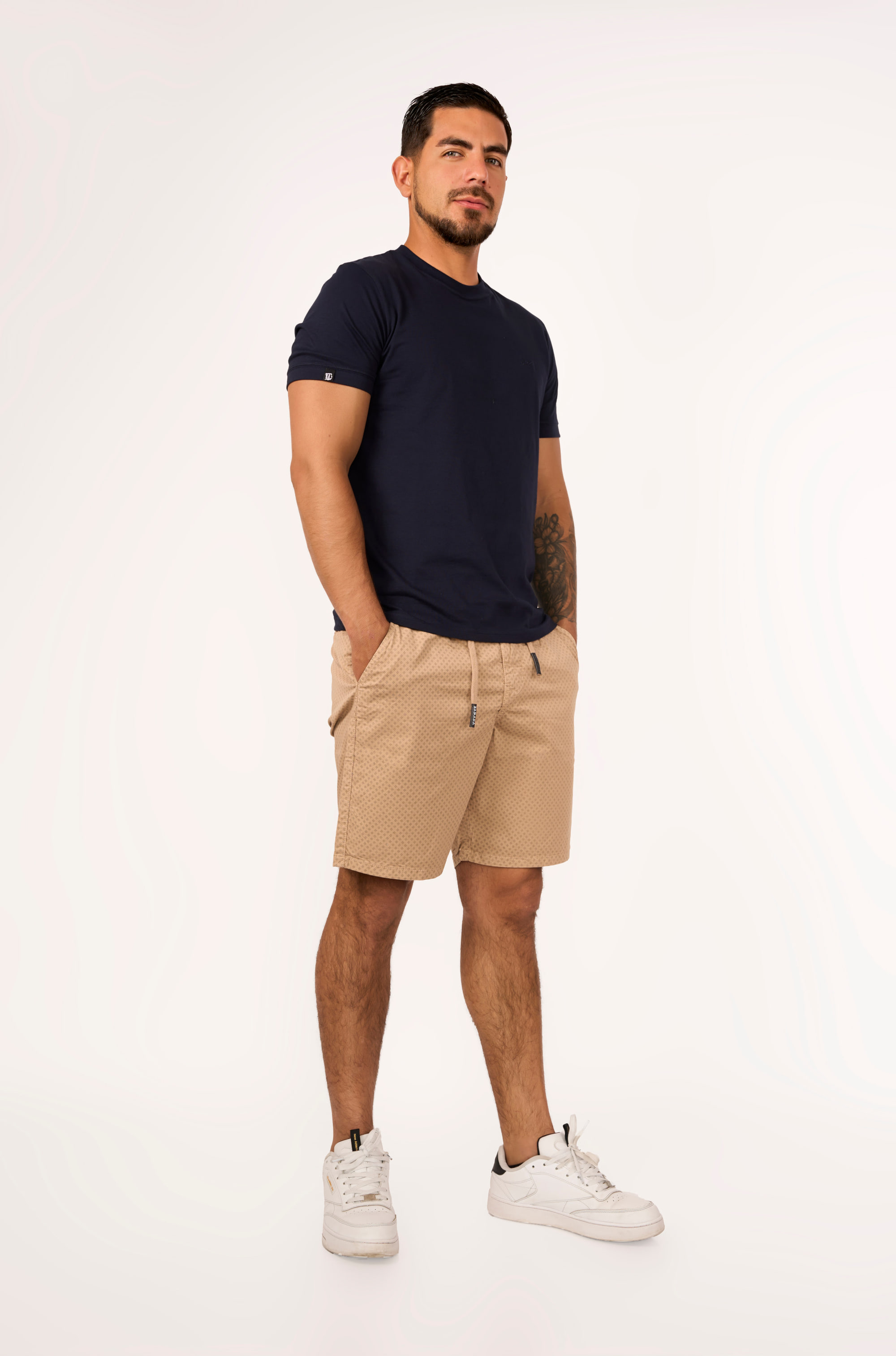 Short Estampado Rombo Beige